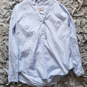 Light Blue Loft Blouse with Ruffle Collar